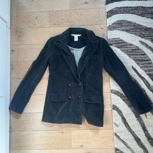 Diane Von Furstenberg Black and Gray ribbed blazer